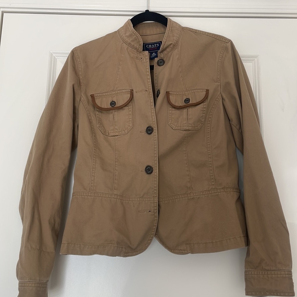 Chaps Womenβs Brown Button Down Cotton Jacket - Picture 2 of 8